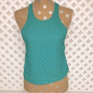 American Eagle Outfitters Teal Eyelet Racer Open Back Tank